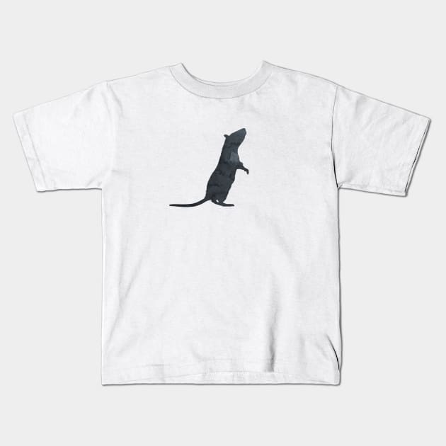 Black Rat Silhouette Kids T-Shirt by BittenByErmines